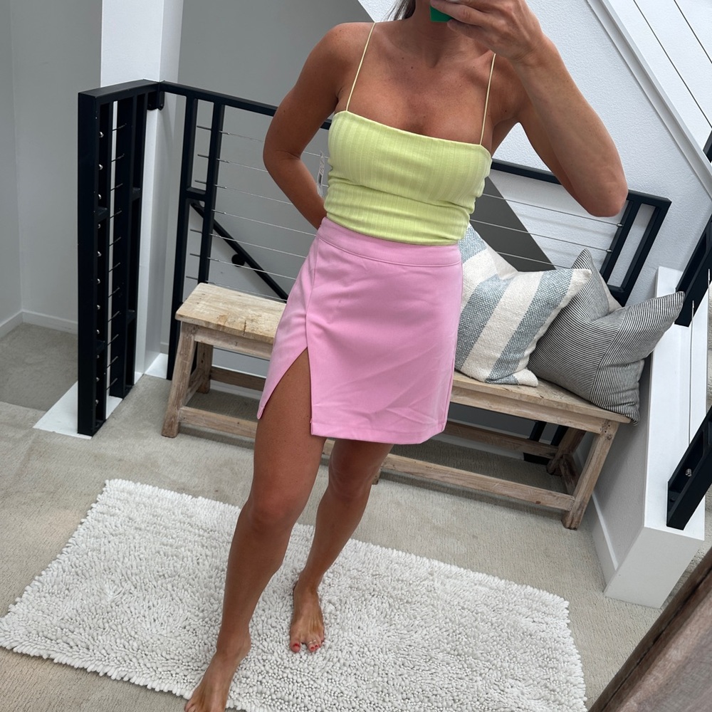 Nordstrom Pink Billie Satin Side Slit Mini Skirt | Summer Vacation NWT M & XL
